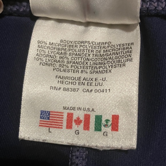 Adidas Dark Blue Shorts with Green Stripes Vintage Kids Large - Picture 3 of 9